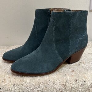 Madewell Western Blue Grey Green suede boots booties Sz 7.5 Like New